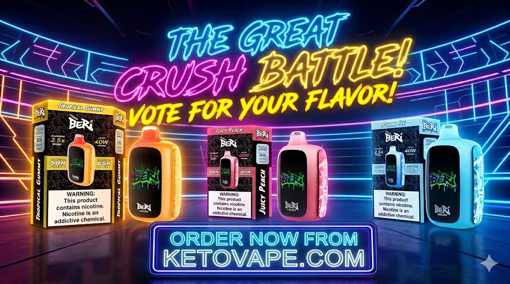 Beri Crush 50K Disposable Vape Review – Tropical Gummy vs Juicy Peach vs Polar Ice